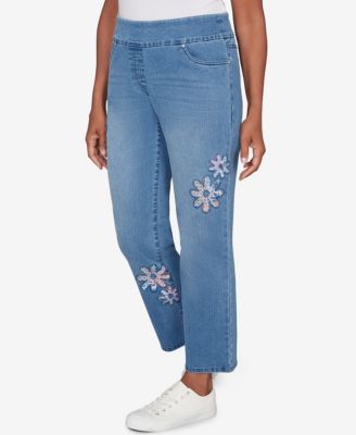 Women's Hilton Head Floral Applique Detail Short Length Pants