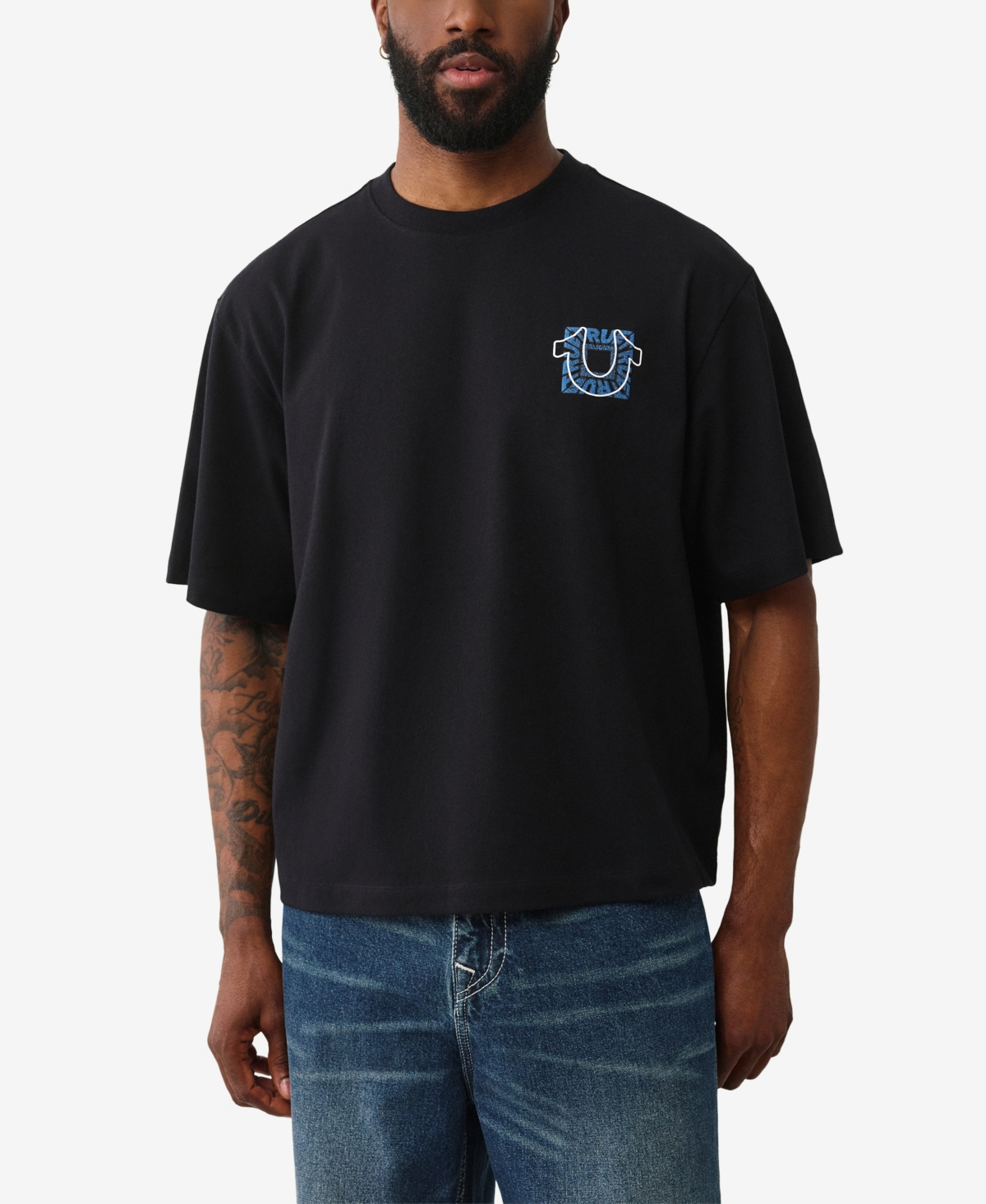 True Religion Men's Thumbs Up Boxy T-shirt In Black