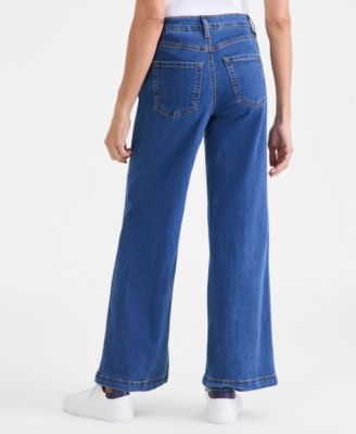 Petite Five Pocket High-Rise Wide Leg Jeans, Macy's Exclusive