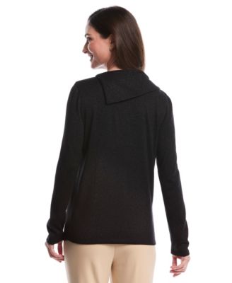 Petite Split Collar Long Sleeve Top