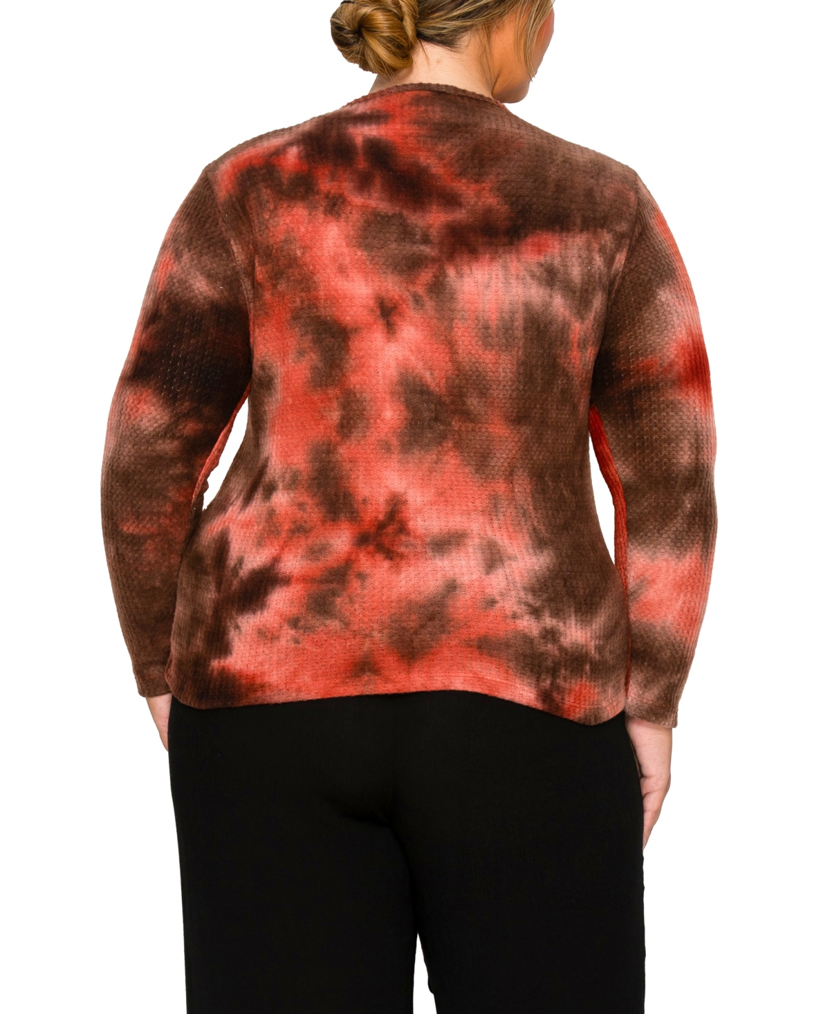 Coin 1804 Plus Size Brushed Tie Dye Waffle Square Neck Top In Multi