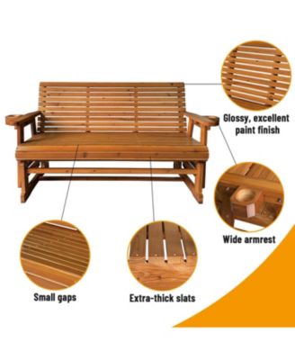 Patio Glider with Cup Holders, High Roll Back and Deep Contoured Seat, 3-Seater, Heavy Duty 800 Lb, 5 Feet (Brown, 3-Seater)