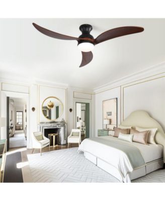 52-inch Modern Classic Black 3-Blade Flush Mount Intelligent Remote Control and Light Ceiling Fan