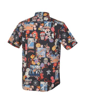Men's Black Houston Astros Día De Los Muertos Performance Full-Button Aloha Shirt