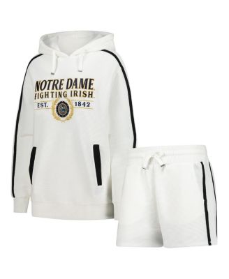Men's Cream Notre Dame Fighting Irish Down, Set, Go Hoodie and Shorts Lounge Set