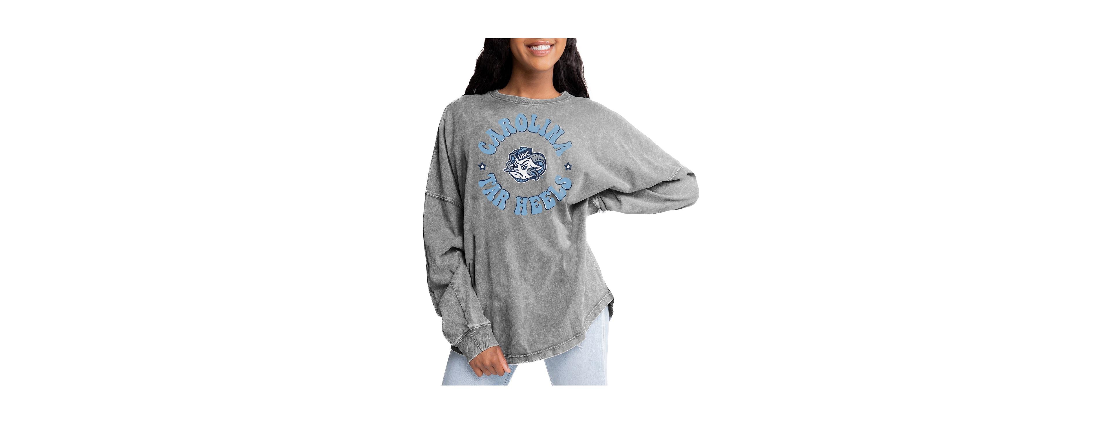 Gameday Couture Women's Gray North Carolina Tar Heels Playing Around Faded Wash Oversized Long Sleeve T-Shirt