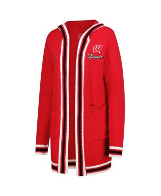 Women's Red Wisconsin Badgers Tri-Blend Rounded Stripe Sweater