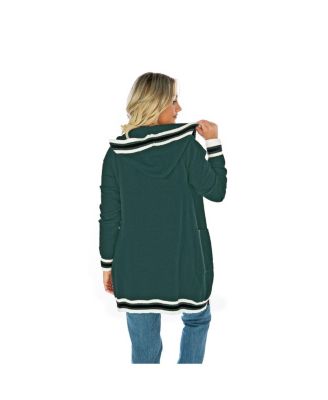 Women's Dark Green Miami Hurricanes Tri-Blend Rounded Stripe Sweater