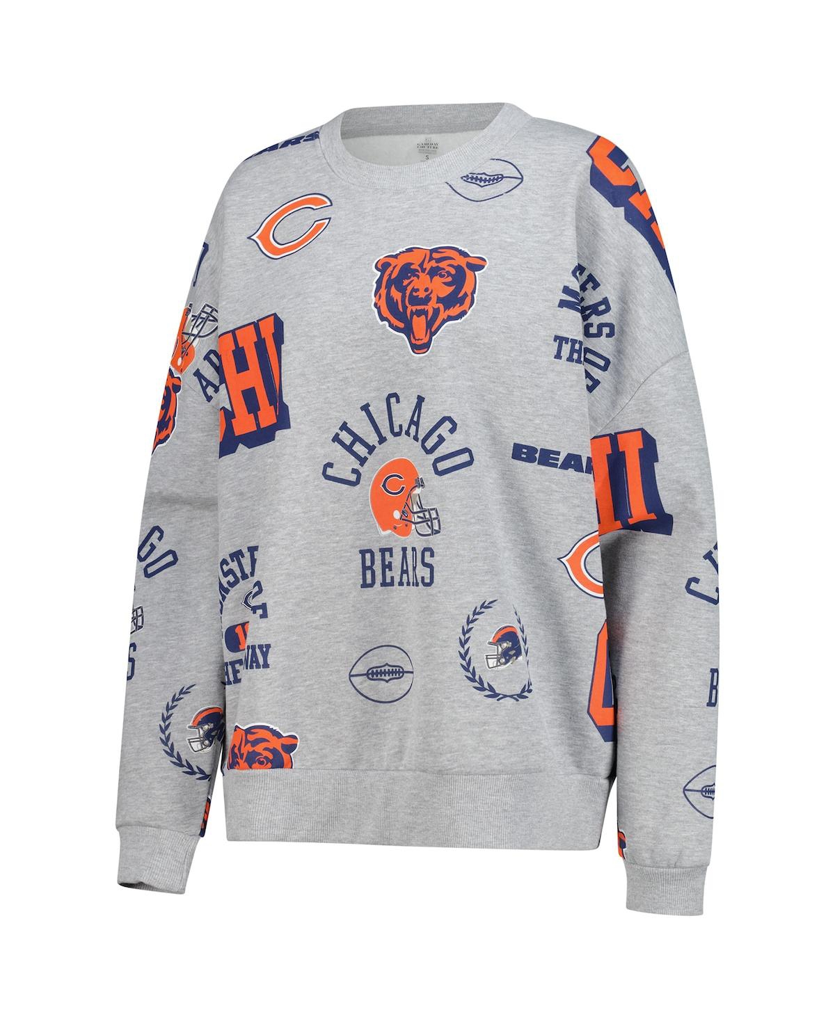 Gameday Couture Women's Heather Gray Chicago Bears Always On Repeat Fleece Sweatshirt In Animal Print