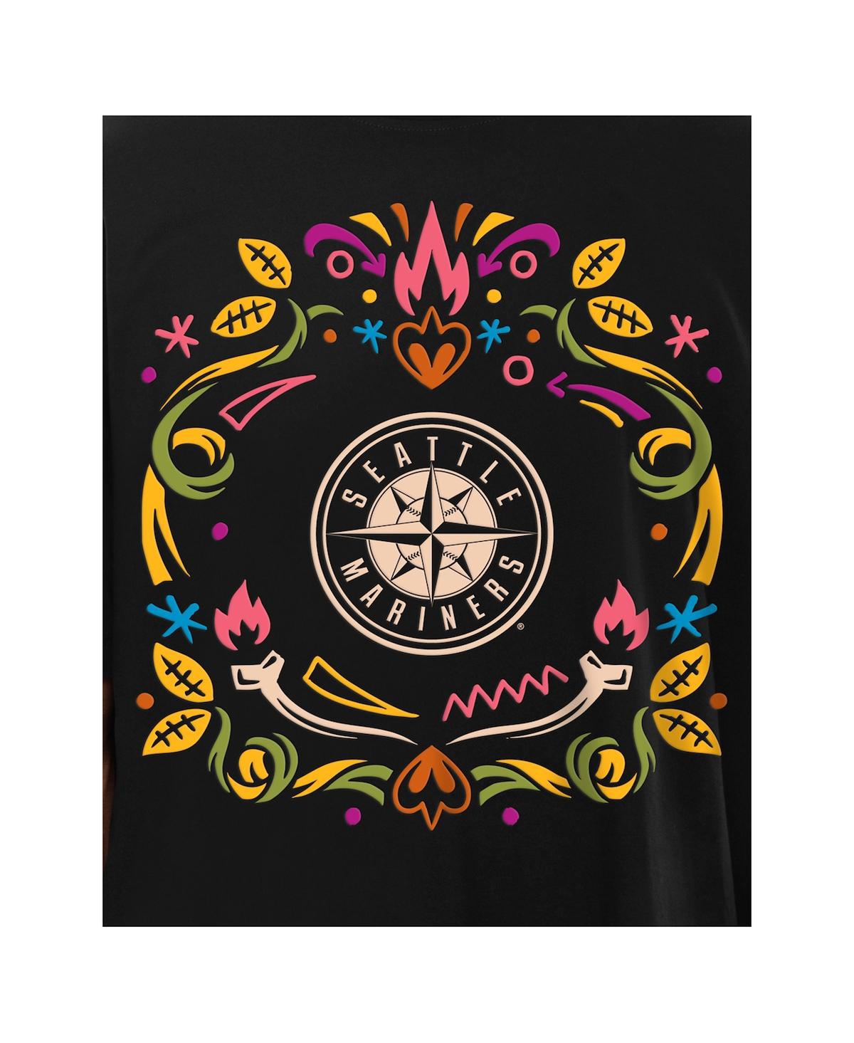 New Era Men's Black Seattle Mariners Dia de los Muertos Washed Oversized T-Shirt