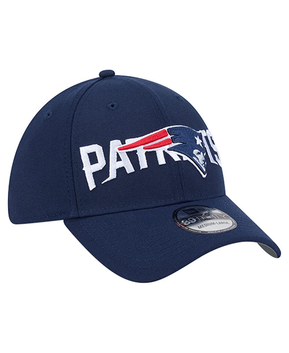 New Era Men's Navy England Patriots Overlap Logo 39THIRTY Stretch Fit Hat
