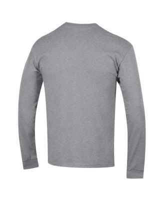 Men's Heather Gray Georgia Bulldogs Arch Over Logo 2-Hit Long Sleeve T-Shirt