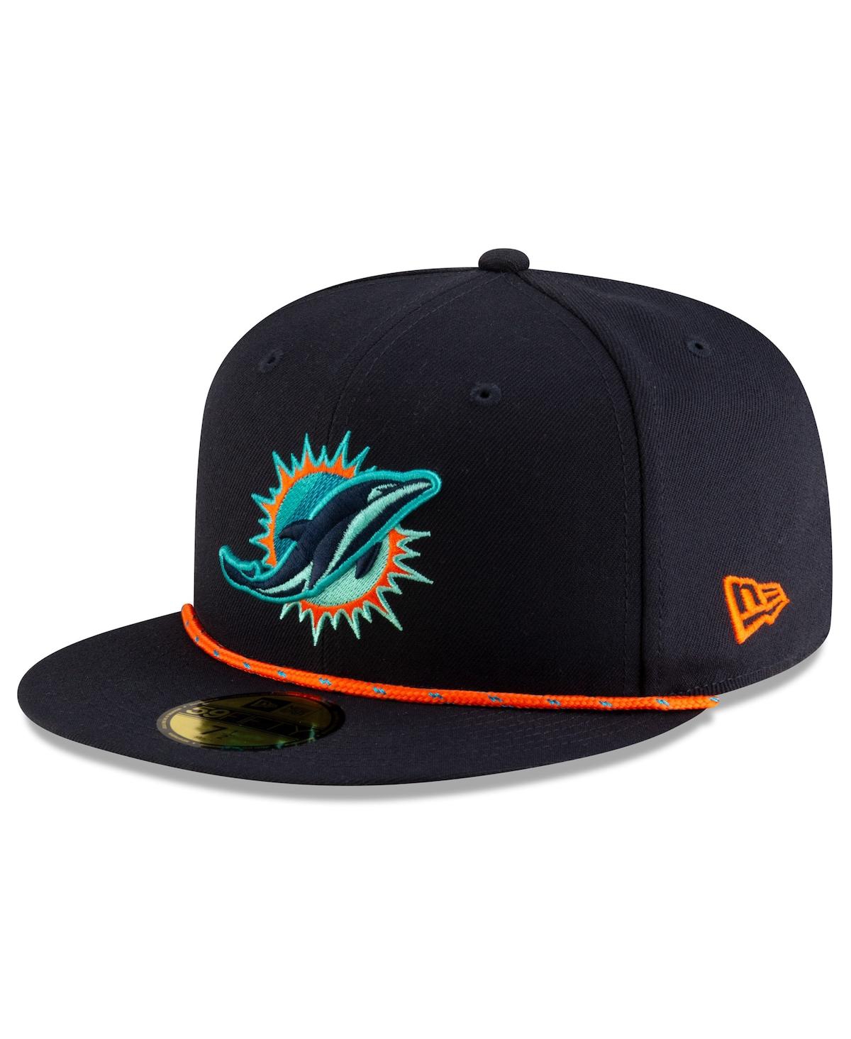 New Era Men's Pitch Blue Miami Dolphins 2025 Rivalries Collection Sideline Rope 59FIFTY Fitted Hat