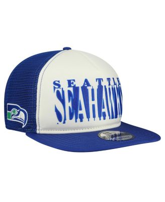 New Era - Men's Cream/Royal Seattle Seahawks Throwback Cutout A-Frame 9FIFTY Snapback Hat