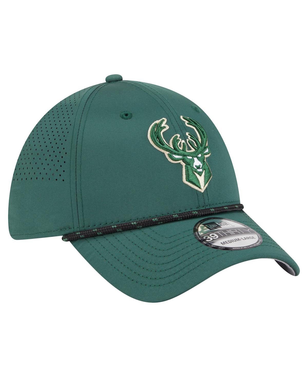 New Era Men's Hunter Green Milwaukee Bucks Featherweight Poly Rope Flex 39Thirty Hat