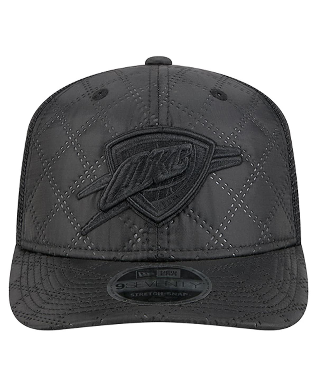 New Era Men's Black Oklahoma City Thunder Quilted 9SEVENTY Trucker Adjustable Hat