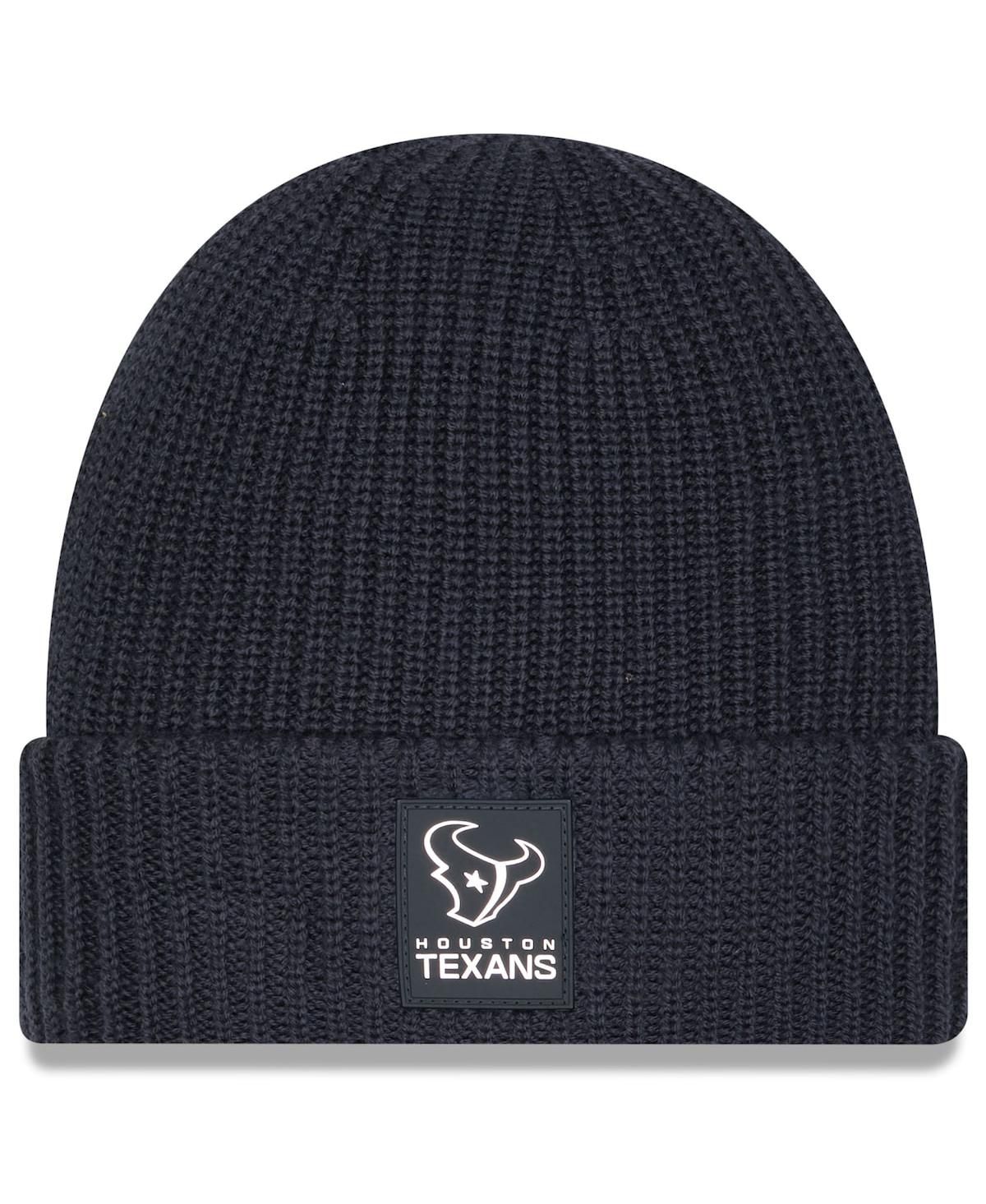 Мужская вязаная шапка с манжетами для холодной погоды Houston Texans 2025, выполненная из древесного угля.