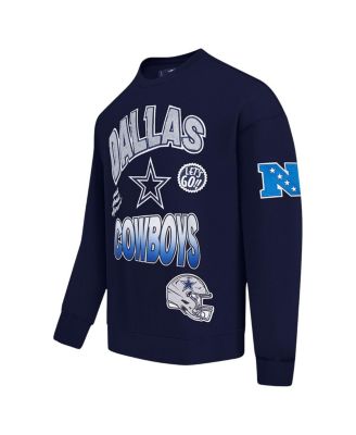 Men's Navy Dallas Cowboys Turn It Up Drop Shoulder Pullover Sweatshirt