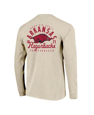 Men's Natural Arkansas Razorbacks Comfort Colors Mascot Overlay Long Sleeve T-Shirt