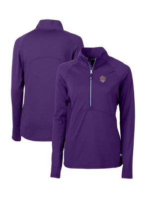 Cutter & Buck - Women's Purple LSU Tigers Adapt Eco Knit Stretch Half-Zip Pullover Sweatshirt