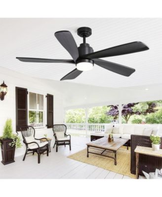 52-inch Modern Stylish Black 5-Blade Ceiling Fan with Remote Control and Light Source