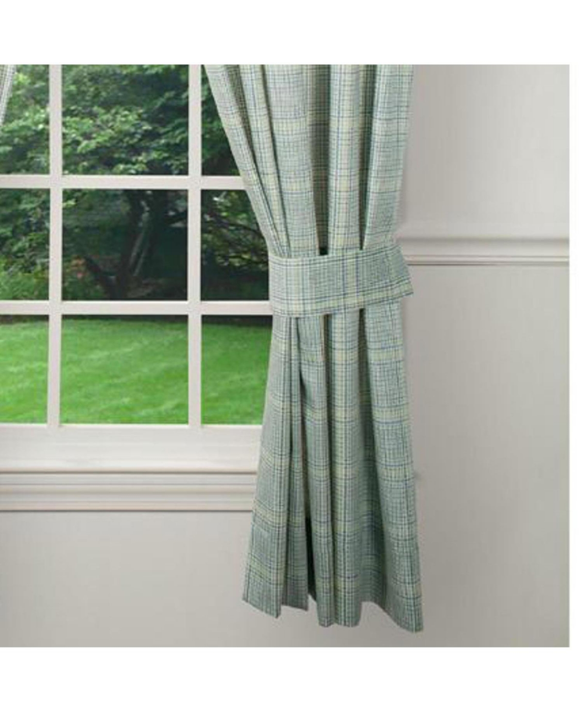 Ellis Curtain Harrington 2-Panels Cool Adjustable Window Tailored Panel Pair With Ties - 90x84" Lagoon