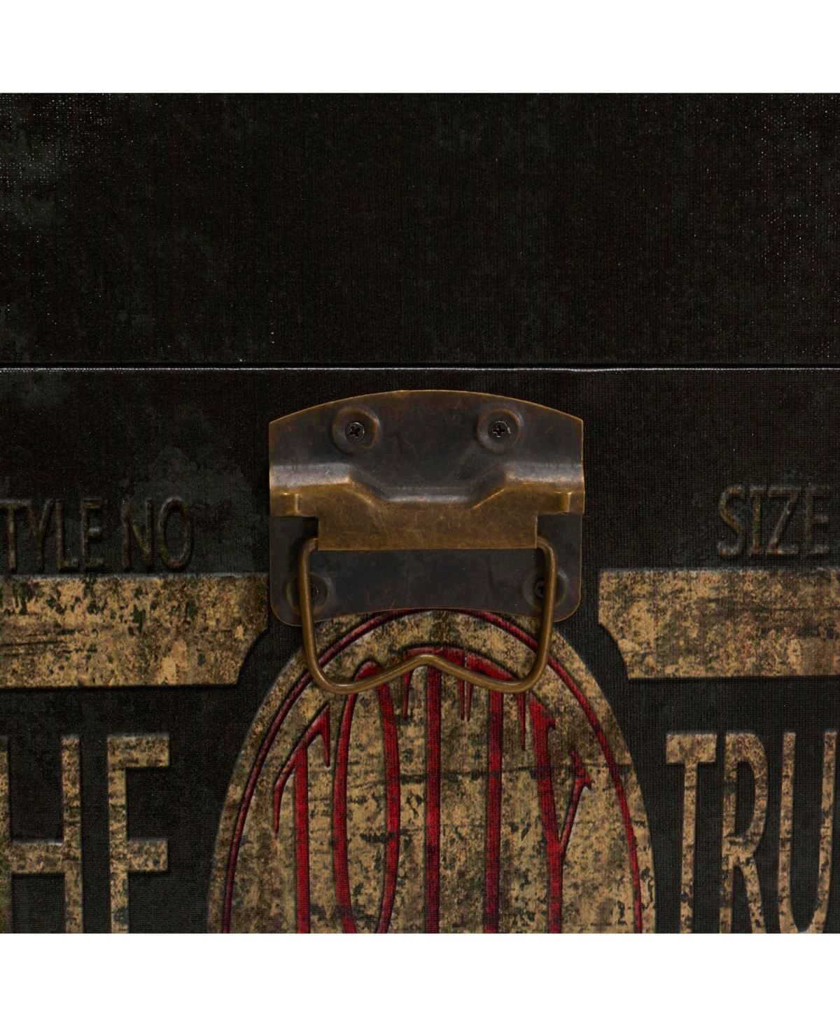 Household Essentials Large Decorative Trunk, Vintage Decoupage, Green and Black