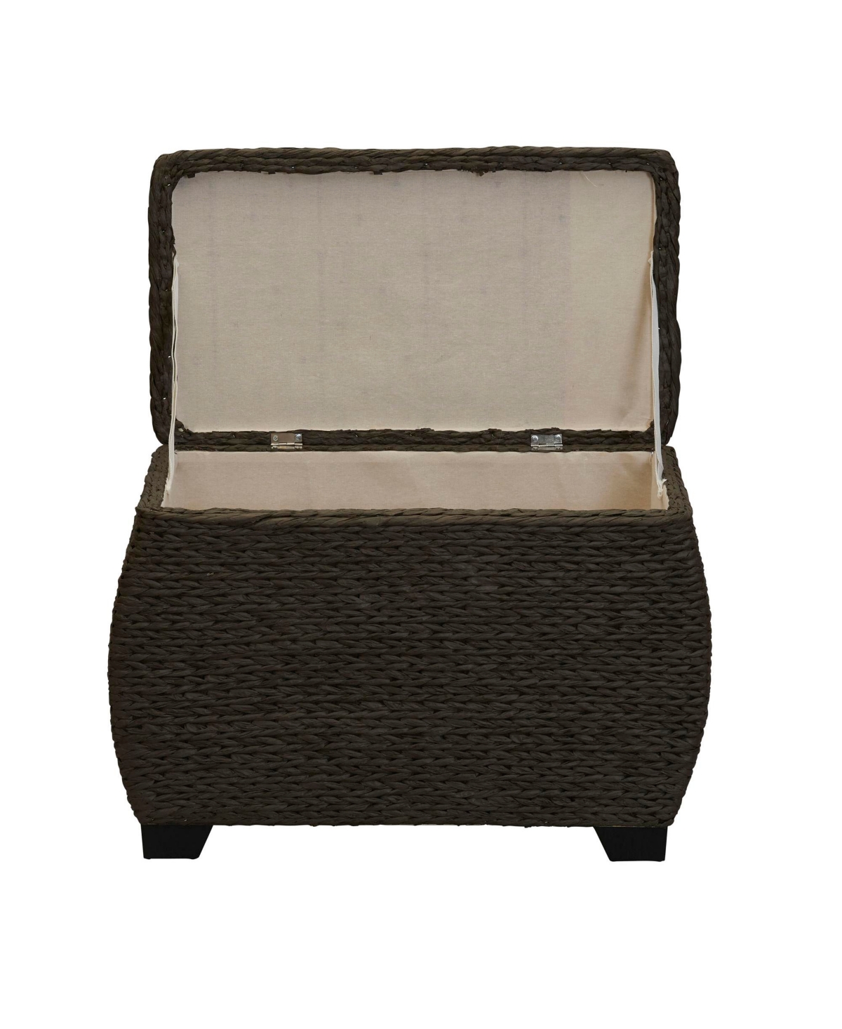 Household Essentials Large Curved Woven Storage Chest with Liner, Brown Paper Rope