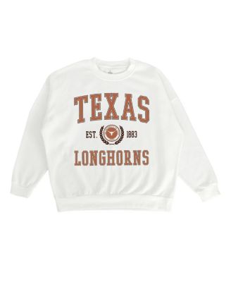 Women's White Texas Longhorns Premium Fleece Drop Shoulder Oversized Pullover Sweatshirt