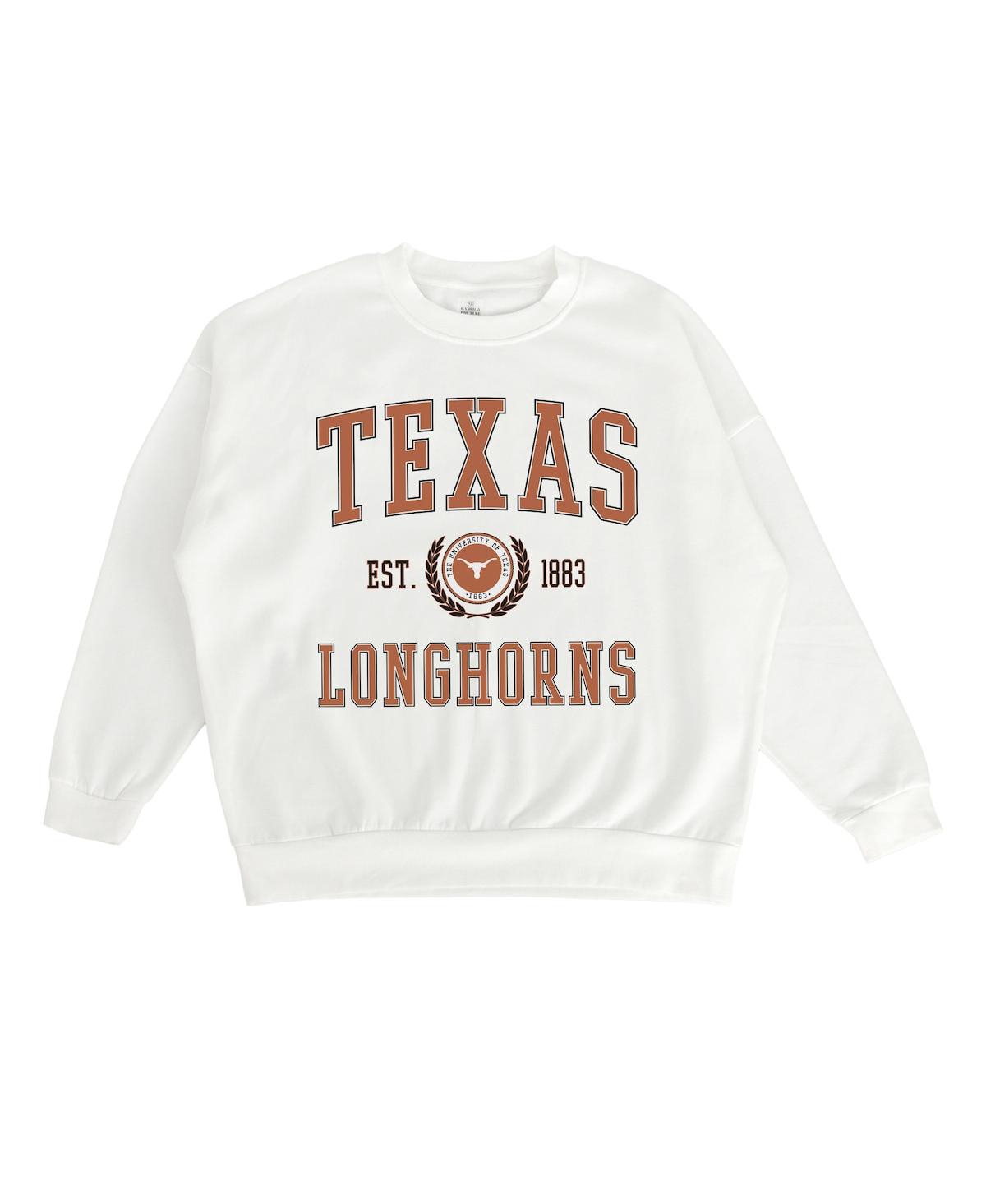 Gameday Couture Women's White Texas Longhorns Premium Fleece Drop Shoulder Oversized Pullover Sweatshirt In White