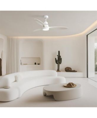 52-inch Simple and Grand Style White 3-Blade Ceiling Fan with Remote Control and Light Source