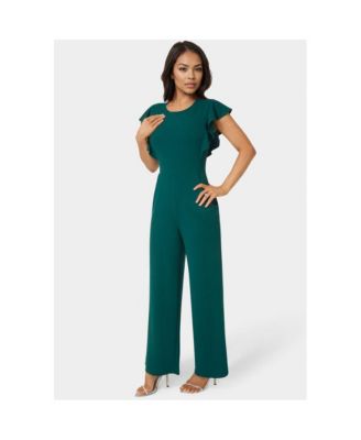 Women's Scuba Crepe Jumpsuit With Ruffle Sleeve