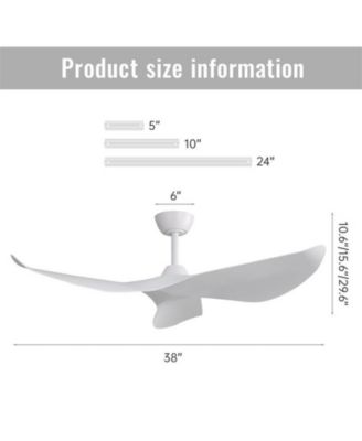 38-inch Modern White 3-Blade without Light Six Speed Remote Control and Timing Function Ceiling Fan