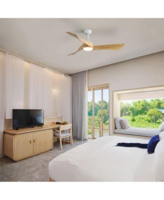 52-inch White Modern 3 Blades Ceiling Fan Light with Remote Control Support Six Speed Ajustable