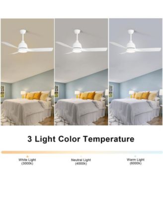 54-inch Modern Minimalist White 3-Blade LED Light Remote Control Ceiling Fan