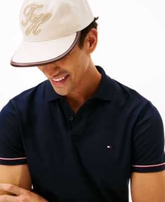 Men's Red, White, and Blue Cuff Slim Fit Polo 