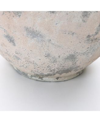 10.7" Mottled Gray Cement Globe Vase, Round Decorative Accent for Home Decor