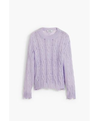 Women's Cable-knit sweater with distressed details