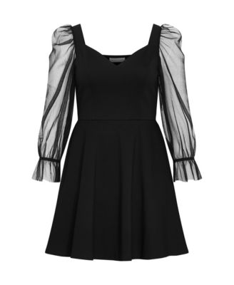 Plus Size Alannah Mesh Sleeve Mini Dress