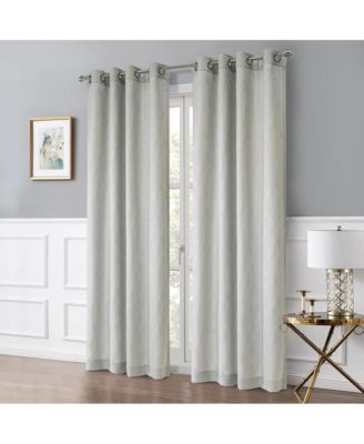 Corsica Light Filtering Grommet Botanical Textured Jacquard Curtain Panel for Bedroom 52" x 84" Grey