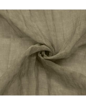 100% Polyester Paloma Sheer Broomstick Crushed Solid Dual Header Curtain Panel 52" x 84" Khaki