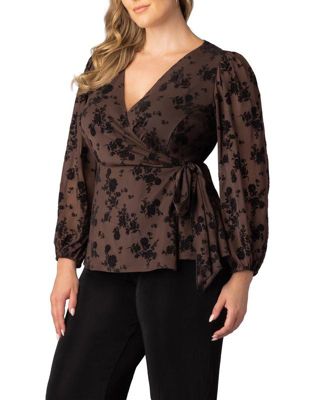 Plus Size Alissa Long Sleeve Mesh Wrap Top