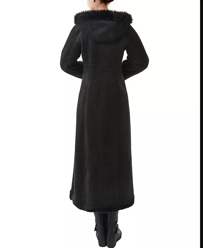 Women's Gianna Hooded Faux Shearling Long Coat - thumbnail 6