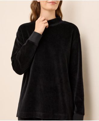 Women's Organic Cotton Velour Mock Neck Pullover