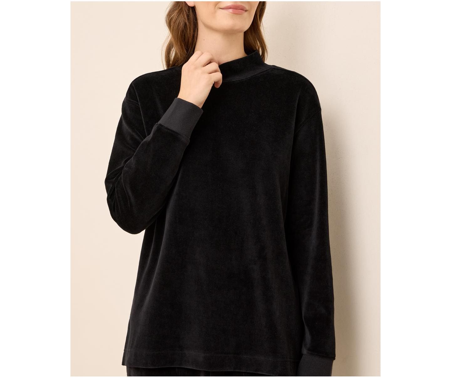 Женский свитер Pact Organic Cotton Velour Mock Neck Pullover, цвет: Чёрный — фото 2