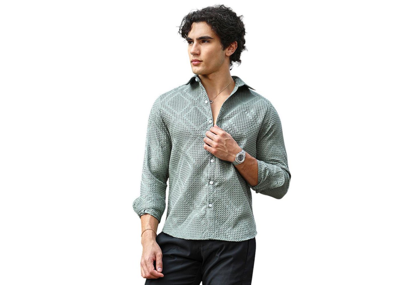 Мужская рубашка Cahoot Campus Sutra Sage Green Shard-Tactile, цвет: Зелёный — фото 1