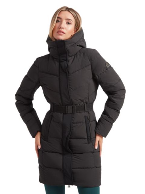 Женское пальто JACK1T Diamond Belted Hooded Down Coat, цвет: Чёрный