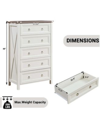 5 Drawers Dresser Chest for Bedroom Wood Rustic Tall Chest of Drawers Organizer for Bedroom Living Room and Hallway
