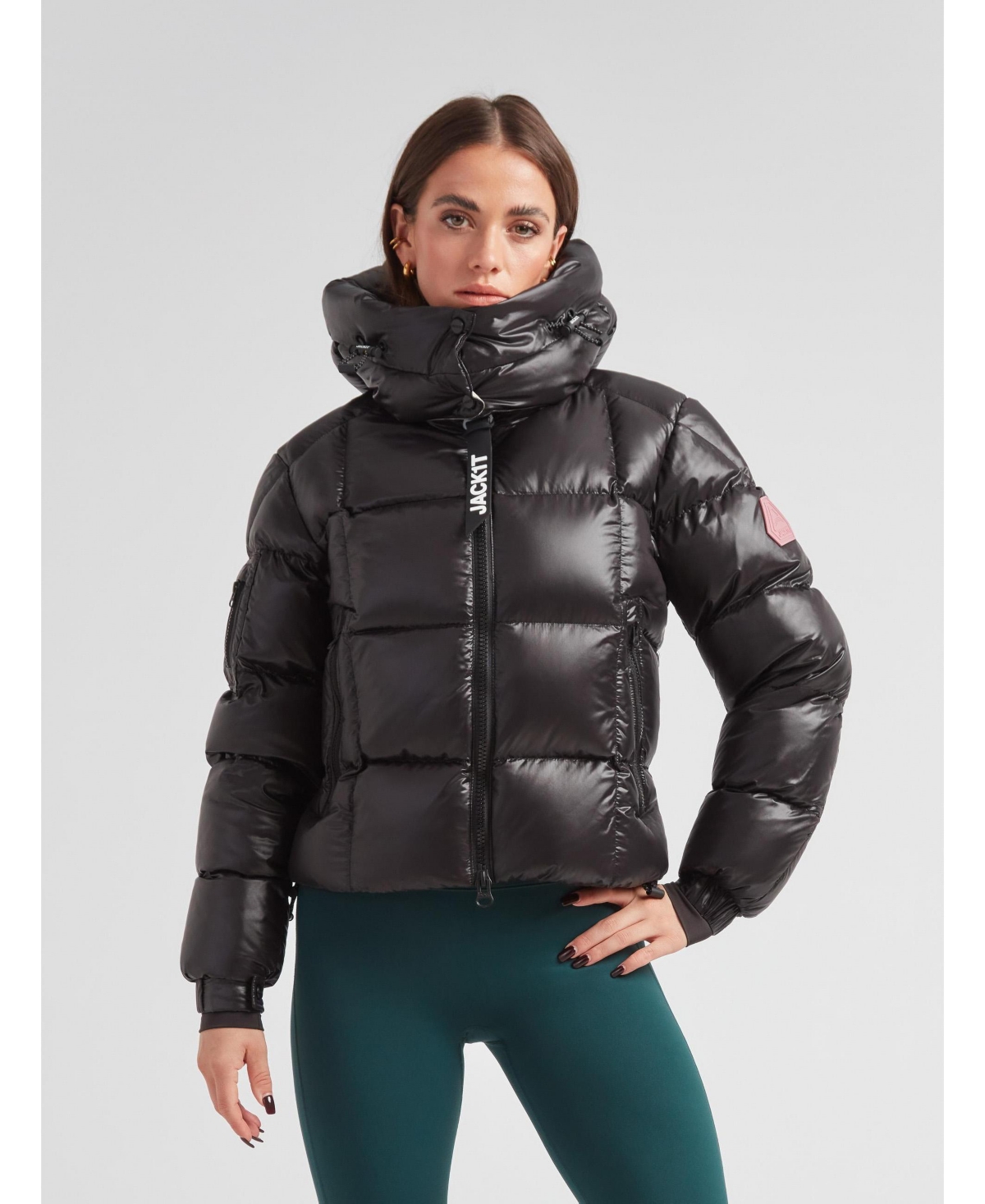 JACK1T Women's Ez Boxed Hooded Cropped Puffer Coat