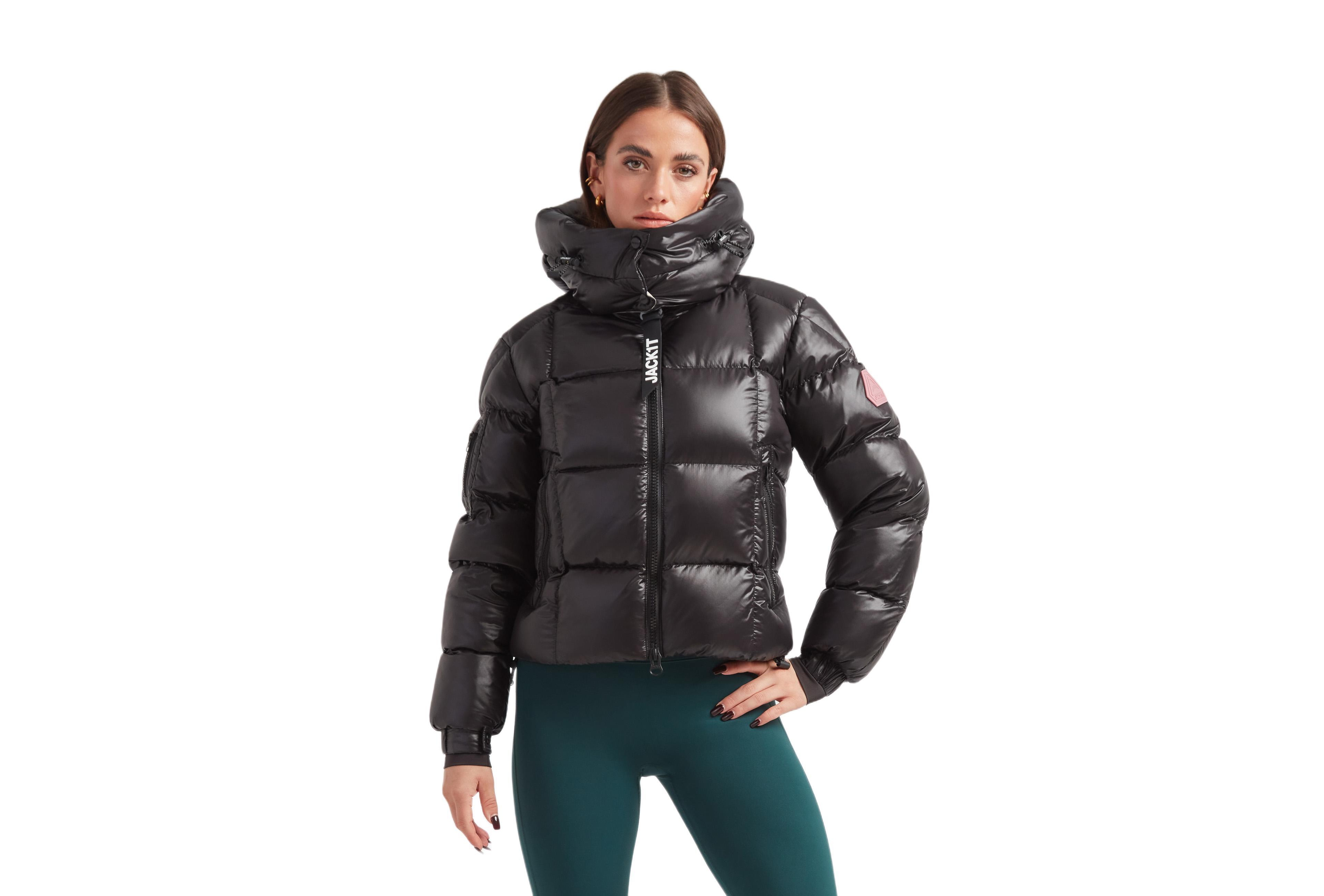 JACK1T Women's Ez Boxed Hooded Cropped Puffer Coat